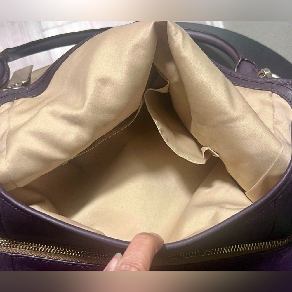 Genuine Coach Signature Madison Phoebe Gold and Purple Hobo Bag Purse Leather - Picture 13 of 14